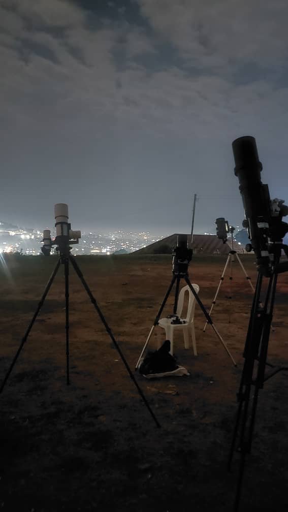 Telescopes set up for a UAS observing night